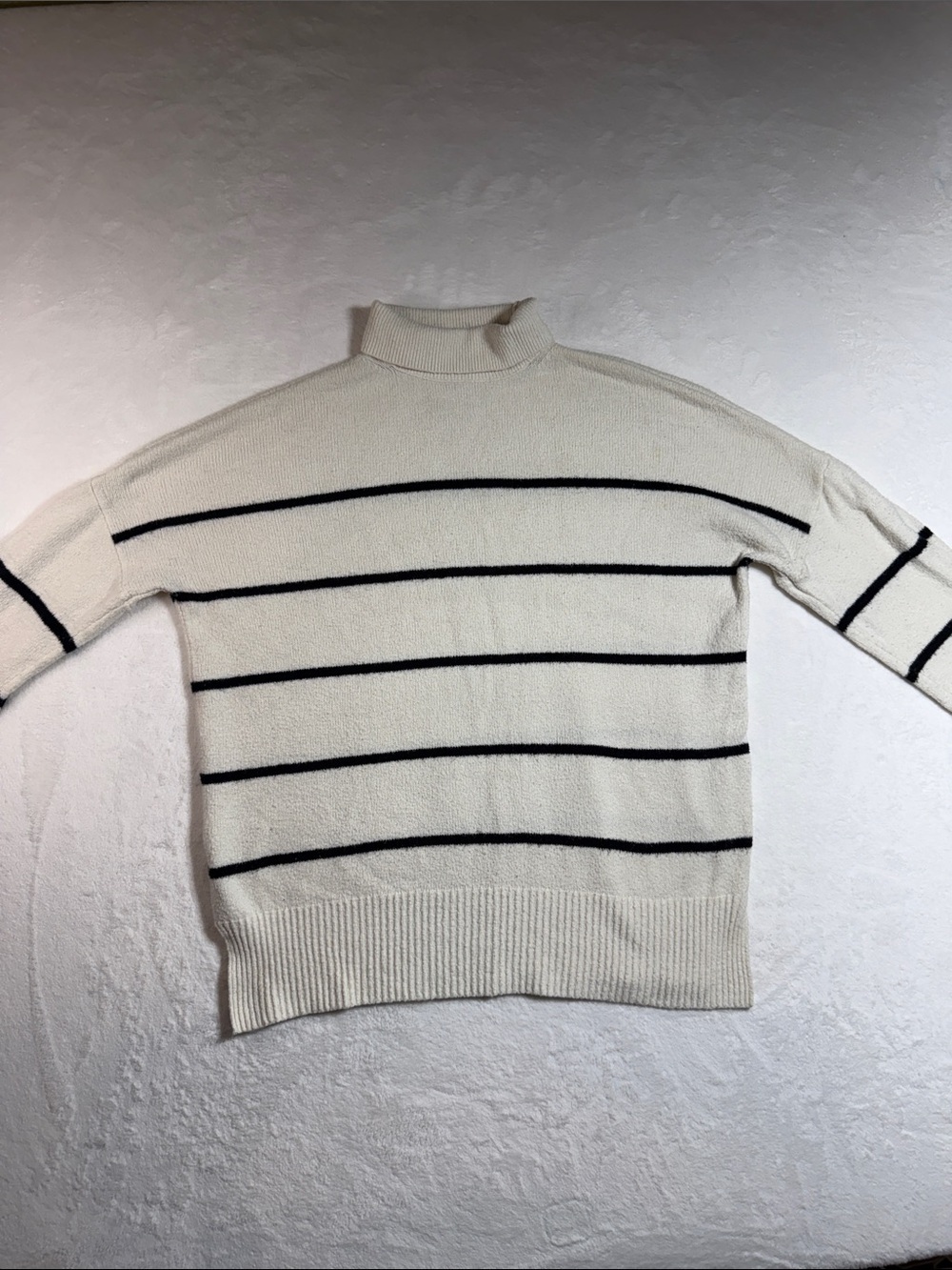 Abercrombie & Fitch Cream Turtleneck Sweater with Black Stripes